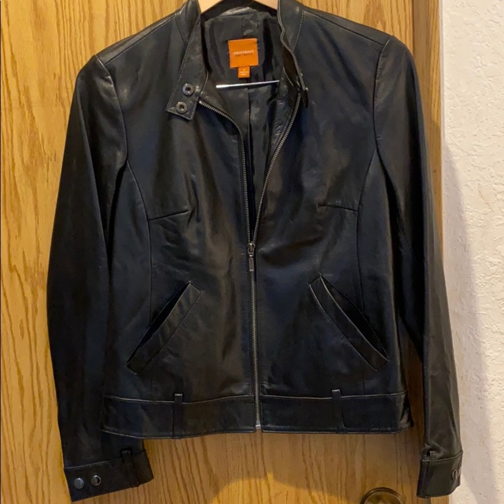 Women’s black leather jacket